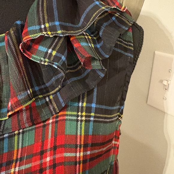 J.Crew Sleeveless Ruffle-Collar top in Black Stewart Tartan Small NWT - Picture 4 of 7